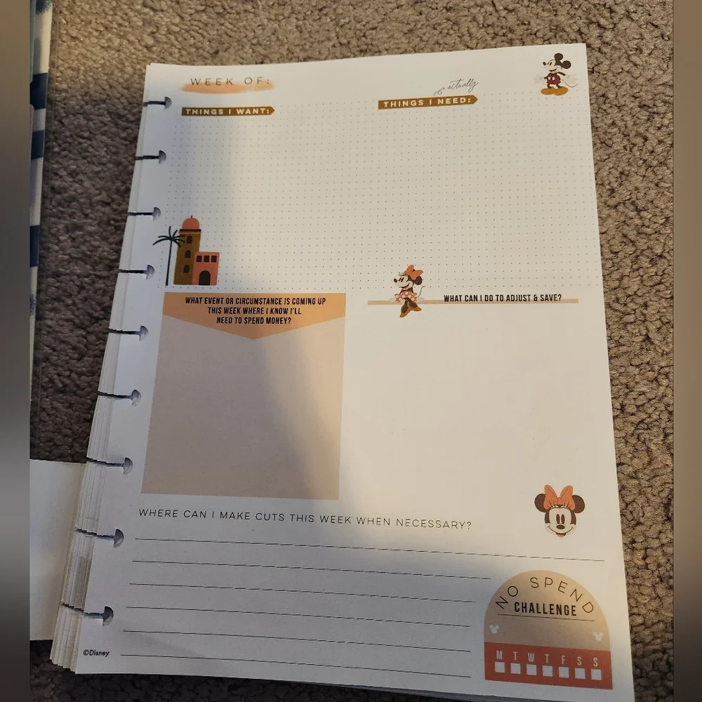 Mickey Mouse Budget Planner and Note Paper